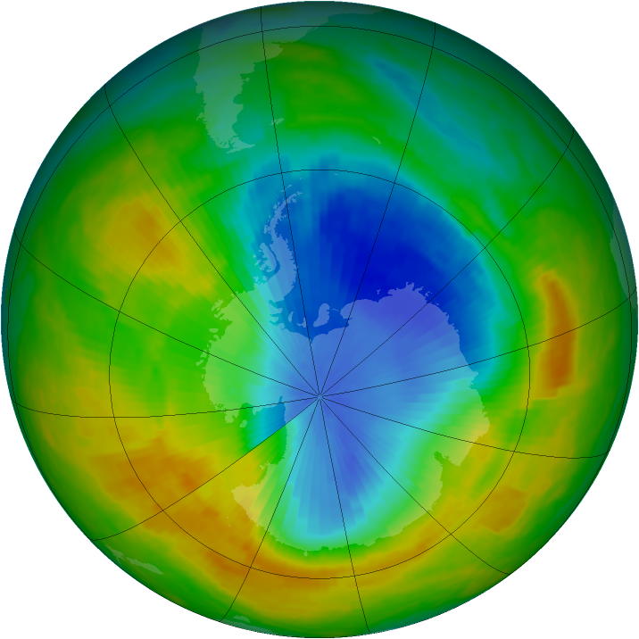 Antarctic ozone map for 10 November 1986